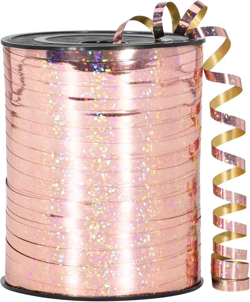 OMISELIO Rose Gold Curling Ribbon - 500 Yard Shiny Metallic Curling Ribbon for Gift Wrapping, Balloons, Birthdays & Parties - Image 1